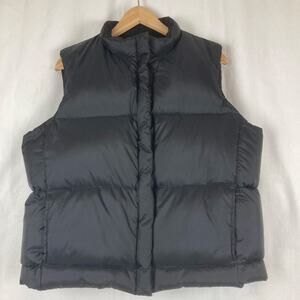 Glaciers Edge Puffer Vest Mens L Black Down Feathers Thick Loft Zip & Hook Loop